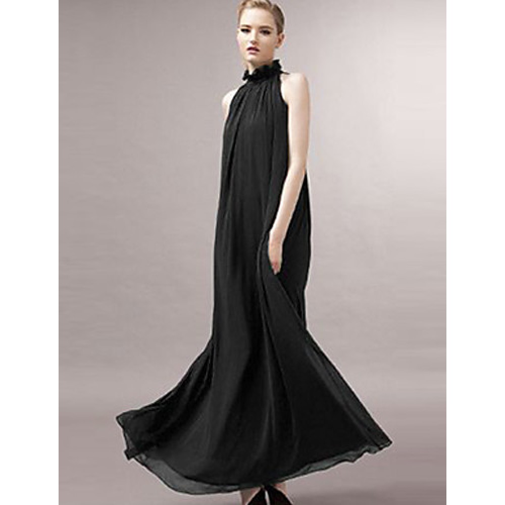 Women's Sexy Casual Party Maxi Inelastic Sleeveless Maxi Dress (Chiffon)