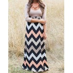 Women's Beach Loose Dress,Striped / Print Round Neck Maxi Long Sleeve Gray / Green Cotton Fall