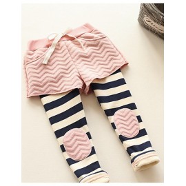 Girl's Casual/Daily Striped PantsCotton Winter Black / Pink  