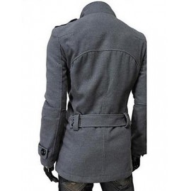 Men's Korean Style Stand Double Breasted Trench Coat