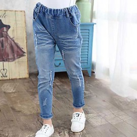 Girl's Casual/Daily Solid PantsCotton Fall Blue  