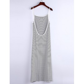 Women's Sexy / Beach Striped Sweater Dress , Strap Maxi Polyester