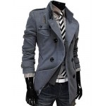 Men's Korean Style Stand Double Breasted Trench Coat