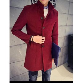 Men's Long Sleeve Long Coat , Cotton Pure