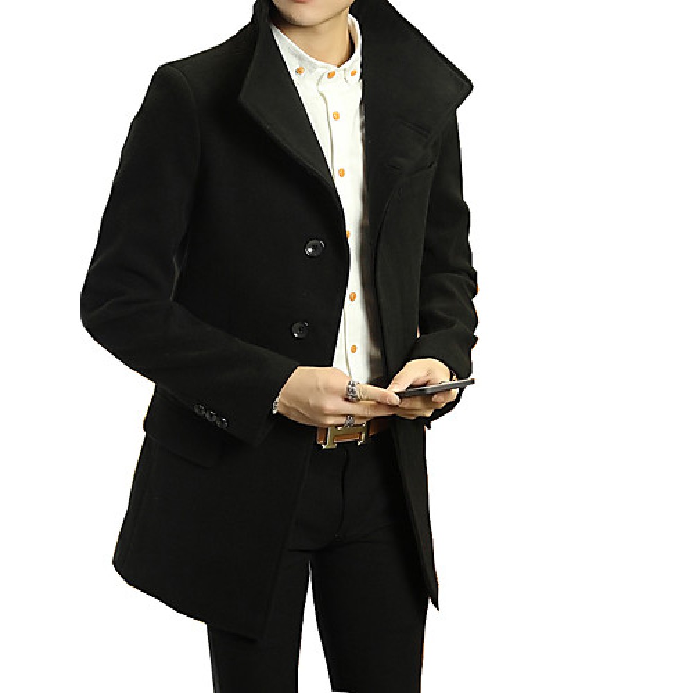 Korean winter suit collar wool coat's British style in the long woolen coat jacket