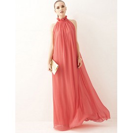 Women's Sexy Casual Party Maxi Inelastic Sleeveless Maxi Dress (Chiffon)