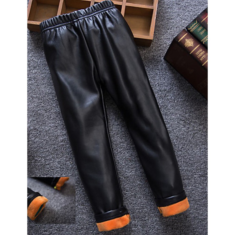 Girl Casual/Daily Solid Pants-PU Winter  