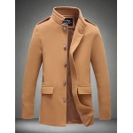 Men's Fashion Single-Breasted Solid Woolen Coat