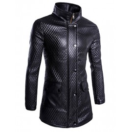 Men's Solid Casual / Work CoatPolyester Long Sleeve-Black hot sale brand fashion