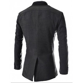 Men's Casual/Daily Simple CoatSolid Shirt Collar Long Sleeve Fall / Winter Black / Gray Cotton Thick