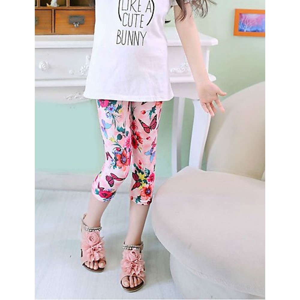 Girl's Casual/Daily Print Pants,Polyester Summer Blue / Pink / Red / White  