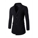 Men's Korean Slim Simple Gentleman Dress Long Section Woolen Coat,Cotton / Polyester Long Sleeve-Black / Gray