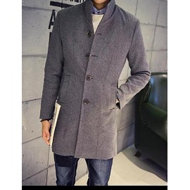 Men's Long Sleeve Long Coat , Cotton Pure