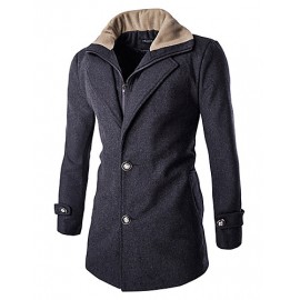 Men's Solid Casual / Work CoatCotton / Polyester Long Sleeve-Black / Gray hot sale brand fashion