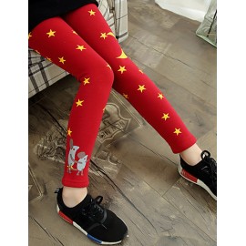 Girl Wild Print Fleece Lined Thickness Leggings Bottom Pants  