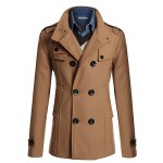 Men's Solid Casual / Work Trench coat,Polyester Long Sleeve-Black / Blue / Brown / Gray / Tan