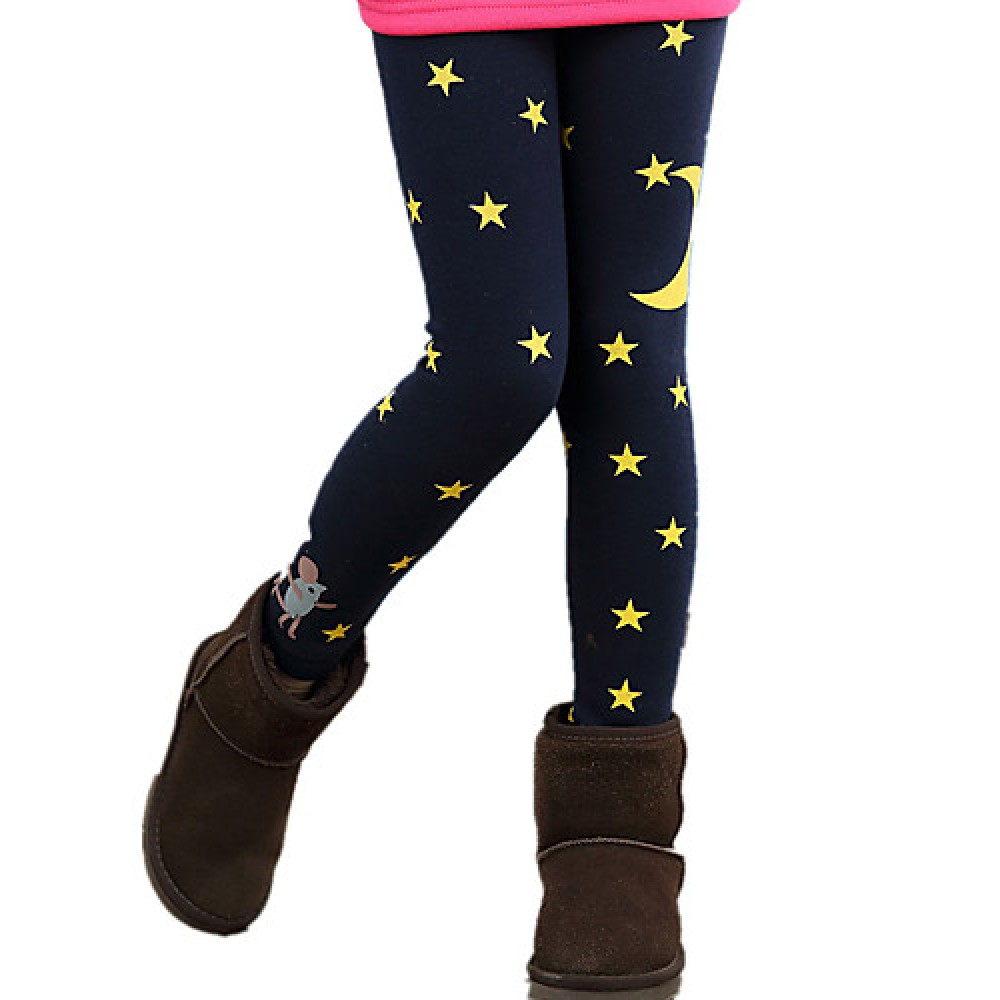 Girl Wild Print Fleece Lined Thickness Leggings Bottom Pants  