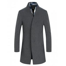 Men's Long Sleeve Long Coat , Tweed / Wool Pure Men's clothing woolen cloth coat to keep warm winter wind coat