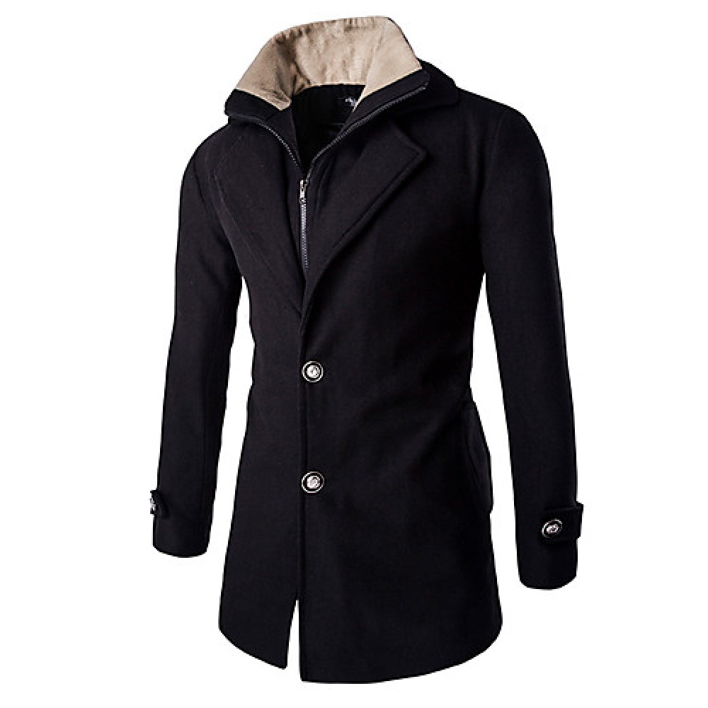 Men's Solid Casual / Work CoatCotton / Polyester Long Sleeve-Black / Gray hot sale brand fashion