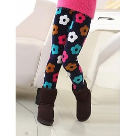 Girl's Fashion Sweet Joker Floral Print Thickening Warm Leggings  